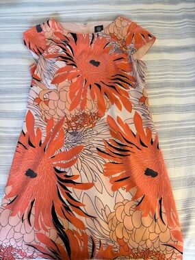 Vince Camuto Orange Floral Cap-Sleeve Mini Dress